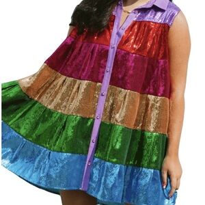 Queen of Sparkles - Rainbow Sequin Mini Dress